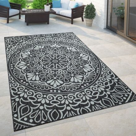 Kültéri szőnyeg keleti mintával - fekete színű szőnyeg 60x100 cm