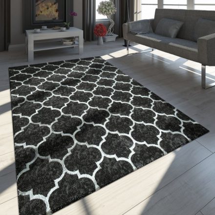 Marokkói mintás designer szőnyeg fekete-fehér 80x150 cm