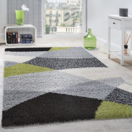 Shaggy szőnyeg geometrikus mintával zöld 300x400 cm