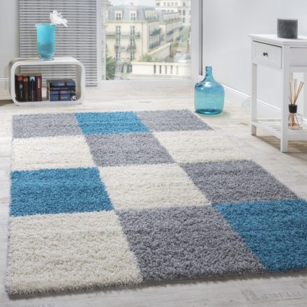 Viro shaggy szőnyeg négyzetek hosszú szálú puha szőnyeg türkiz 240x320 cm