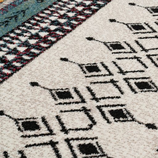 Modern nappali szonyeg - rovid szalu, nomad mintas, szines, 80x150 cm