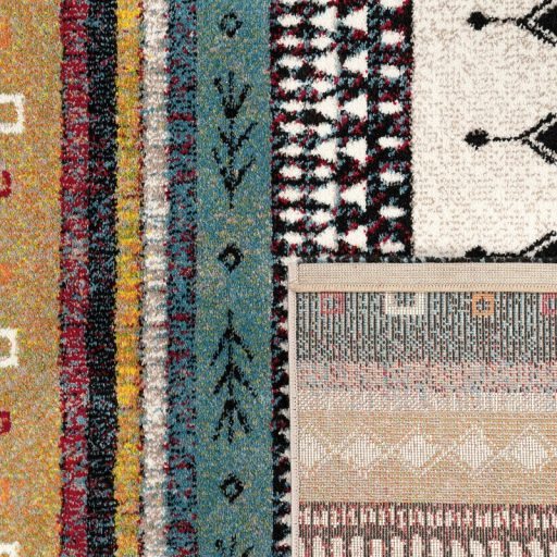 Nagymeretu modern nappali szonyeg - rovid szalu, nomad mintas, szines, 200x290 cm