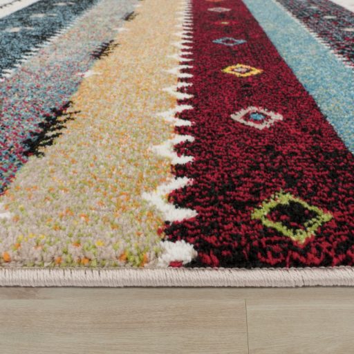 Nagymeretu modern nappali szonyeg - rovid szalu, nomad mintas, bezs, 200x290 cm
