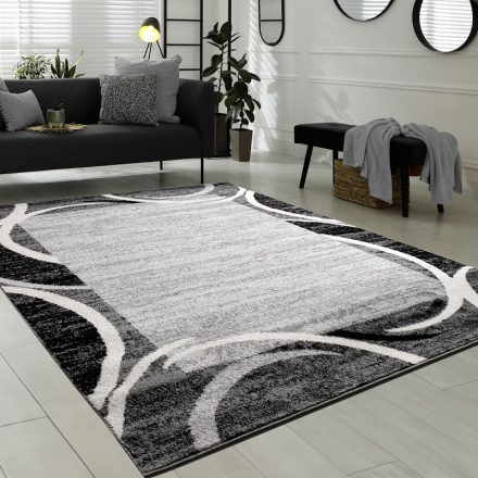 Szürke modern bordűrös szőnyeg rövid szálú design szőnyeg 160x220 cm