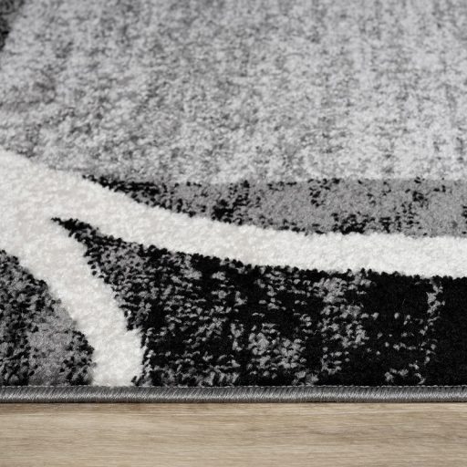 Nagymeretu nappali szonyeg - rovid szalu, modern, borduros, szurke, 200x280 cm