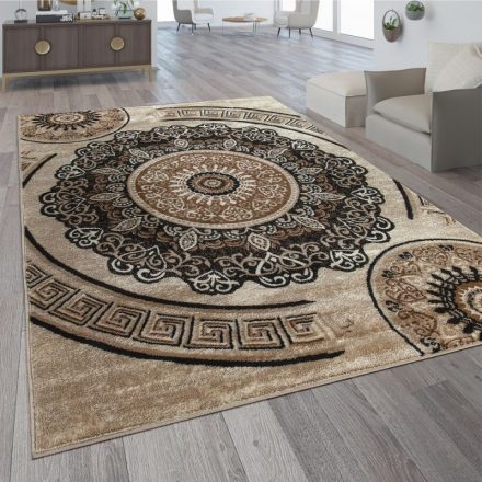 3D hatású design szőnyeg mandala mintával barna-bézs 60x100 cm