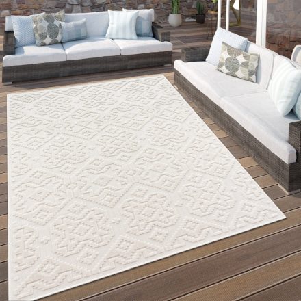 Kültéri szőnyeg skandináv stílusú teraszra - krém 120 cm kerek