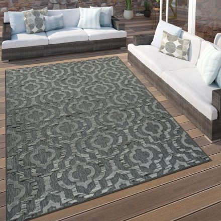 Kültéri és beltéri terasz szőnyeg ethno mintás - szürke 60x100 cm