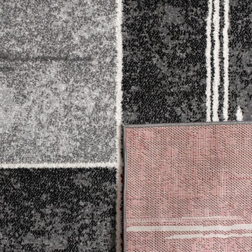 Modern nappali szonyeg - geometria mintaval, szurke-piros, 80x150 cm