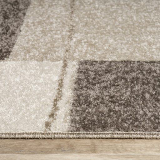 Nagymeretu modern nappali szonyeg - bezs-barna, borduros, rovid szalu, 200x280 cm