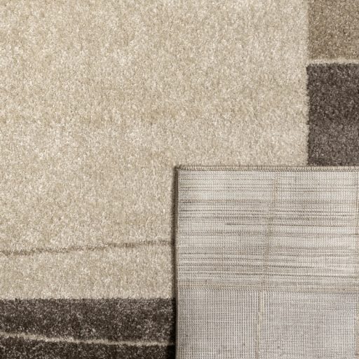 Nagymeretu modern nappali szonyeg - bezs-barna, borduros, rovid szalu, 200x280 cm