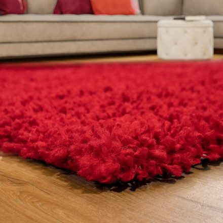 Szonja Shaggy szőnyeg puha hosszú szálú szőnyeg - piros 80 cm kör alakú