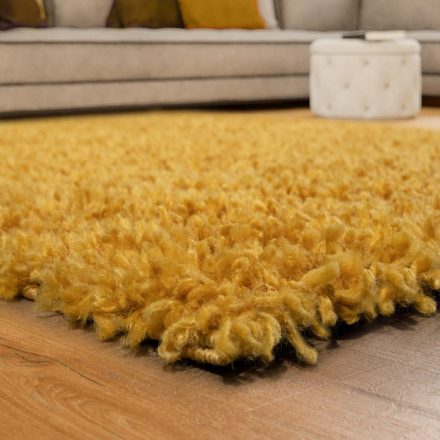 Szonja Shaggy szőnyeg puha hosszú szálú szőnyeg mustár 80 cm kör alakú