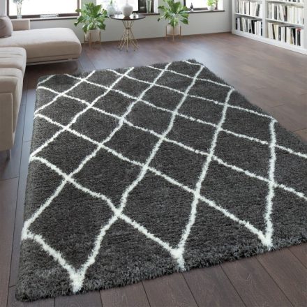 Rombusz Shaggy szőnyeg - szürke bolyhos szőnyeg 80x150 cm