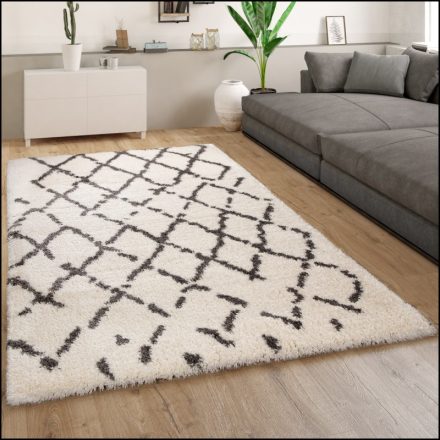 Shaggy szőnyeg bolyhos modern szőnyeg fehér-szürke 80x150 cm