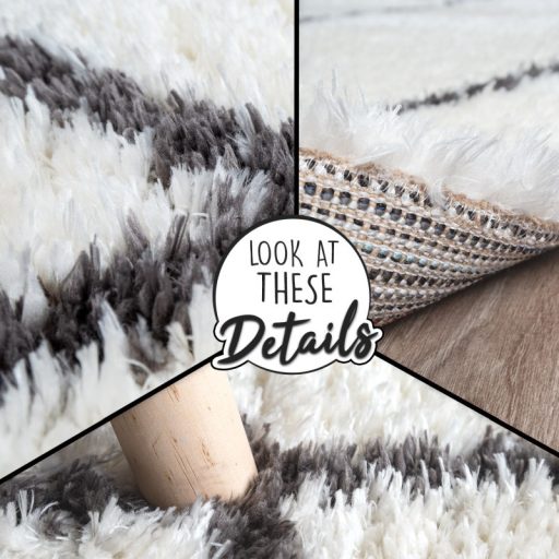 Shaggy szonyeg modern geometria skandinav szonyeg - krem 200x200 cm negyzet 