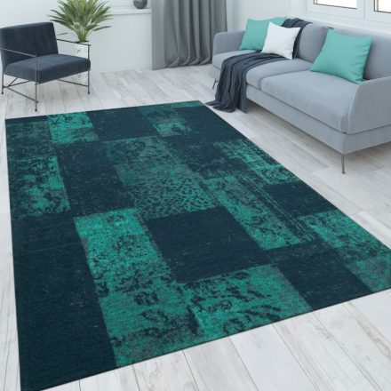 Patchwork szőnyeg vintage hatású - türkiz szőnyeg 80x150 cm