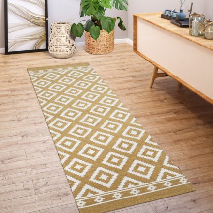 Skandináv stílusú designer szőnyeg mustársárga 80x250 cm