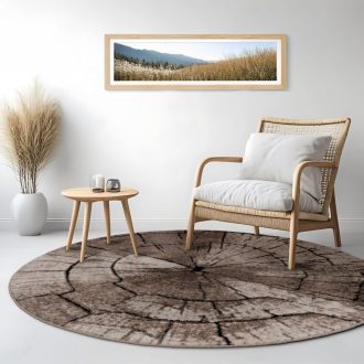 Kerek modern nappali szonyeg - faronk mintaval, bezs, 160 cm kor