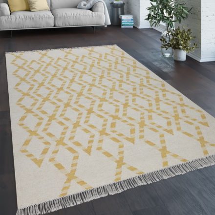 Sárga gyapjú szőnyeg rövid szálú design szőnyeg 60x110 cm