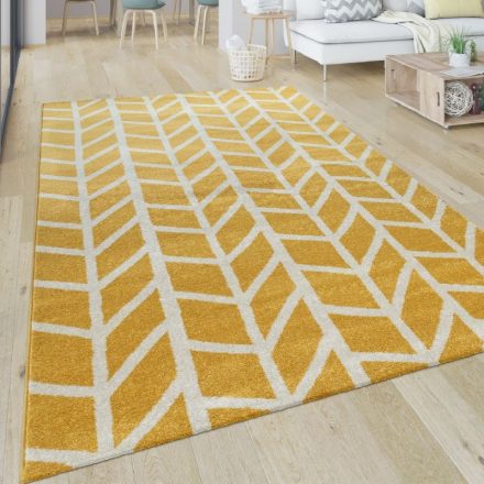 Design szőnyeg nappaliba modern szőnyeg csíkos sárga 60x100 cm
