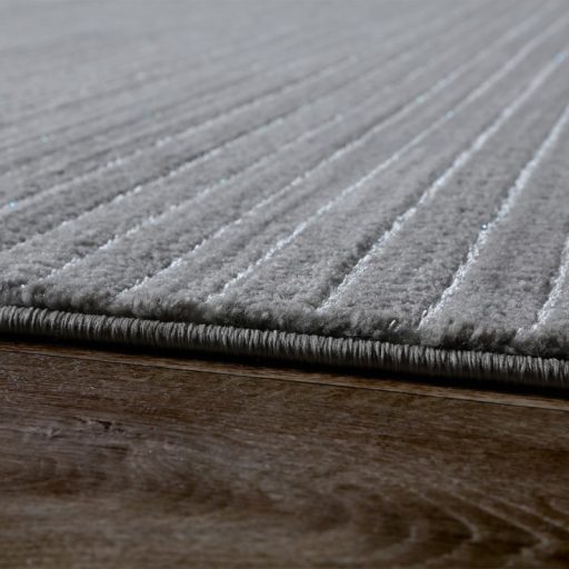 Szurke csikos 3D hatasu rovid szalu nagymeretu nappali szonyeg 240x340 cm