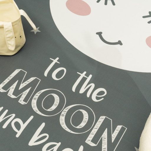 Adele Gyerekszoba szőnyeg fiúknak - szürke színű, hold motívummal, 80x150 cm