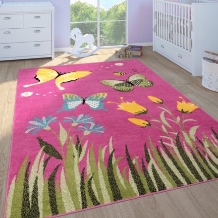 Ciklámen pillangók szőnyeg lányoknak gyerekszőnyeg 160x220 cm