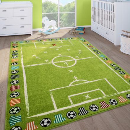Szőnyeg fiúknak zöld gyerekszőnyeg futballpálya 120x170 cm