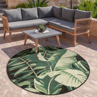 fekete kulteri terasz szonyeg palmafa mintaval 160 cm kor