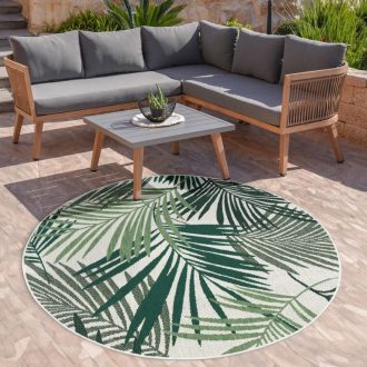 zold kulteri szonyeg modern mintaval teraszra 120 cm kerek