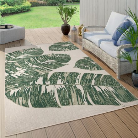 Kültéri dzsungel mintás modern szőnyeg erkélyre teraszra - zöld 120 cm kör alakú