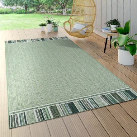 Kültéri szőnyeg bordűrös zöld szőnyeg teraszra 160x230 cm