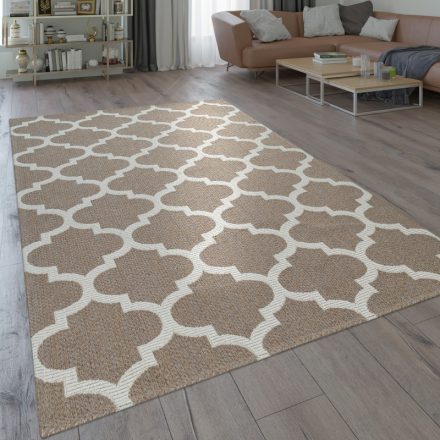Bézs modern szőnyeg marokkói mintás lapos szövésű 60x100 cm