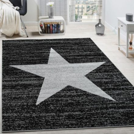 Star modern design szőnyeg csillag minta antracit 200 cm kör alakú