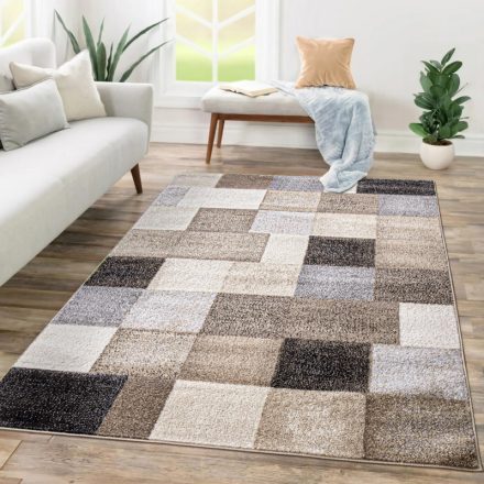 Modern szőnyeg nappaliba pasztel négyzetek - bézs szőnyeg 120x170 cm