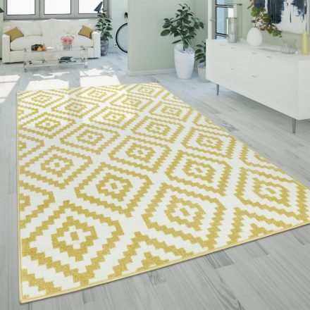 Narnia design szőnyeg rövid szálú rombusz motívum sárga-fehér 60x100 cm