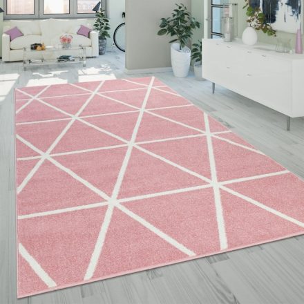 Design modern szőnyeg rövid szálú egyszínű gyémánt mintával - pink 70x140 cm