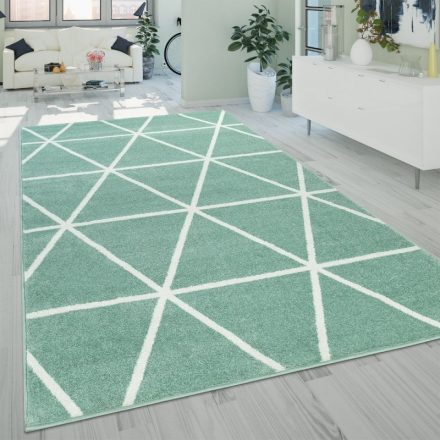 Design modern szőnyeg rövid szálú egyszínű gyémánt mintával - zöld 70x140 cm