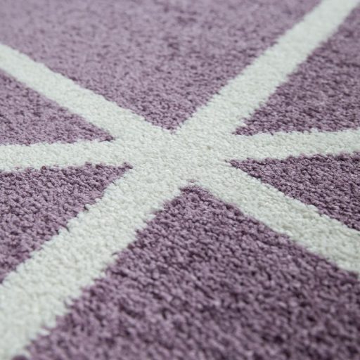 Design modern szőnyeg rövid szálú egyszínű gyémánt mintával lila 70x250 cm