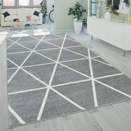 Design modern szőnyeg rövid szálú egyszínű gyémánt mintával - szürke 70x140 cm