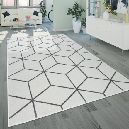 Fehér szőnyeg rövid szálú skandináv design 3D modern szőnyeg 60x100 cm