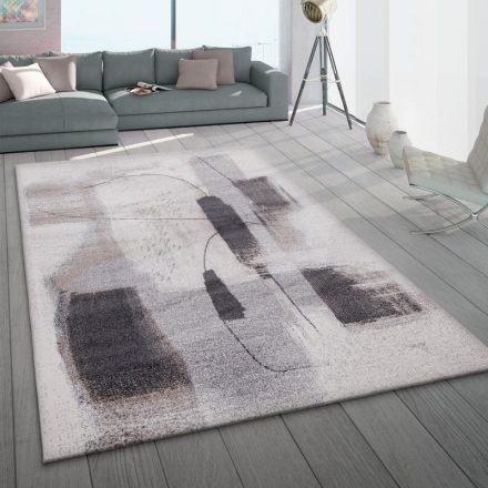 Rövid szálú pasztel modern szőnyeg absztrakt mintával bézs 60x100 cm