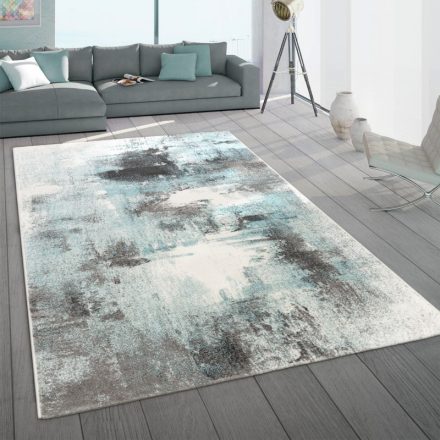Modern szőnyeg nappaliba absztrakt festett mintával - türkiz 240x340 cm