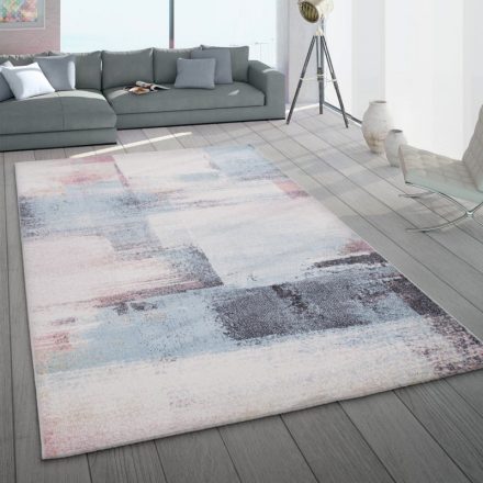 Rövid szálú pasztel modern szőnyeg geometrikus mintával színes pink 240x340 cm