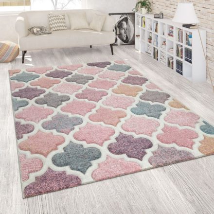 Marokkói mintás 3D design szőnyeg pasztel pink 240x340 cm