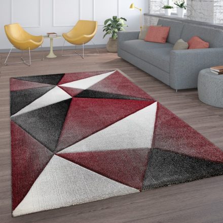 Modern szőnyeg 3D geometria mintás - piros szőnyeg 60x110 cm