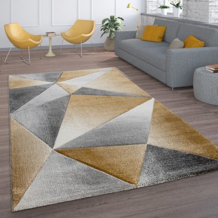 Modern szőnyeg 3D geometria mintás sárga szőnyeg 80x150 cm