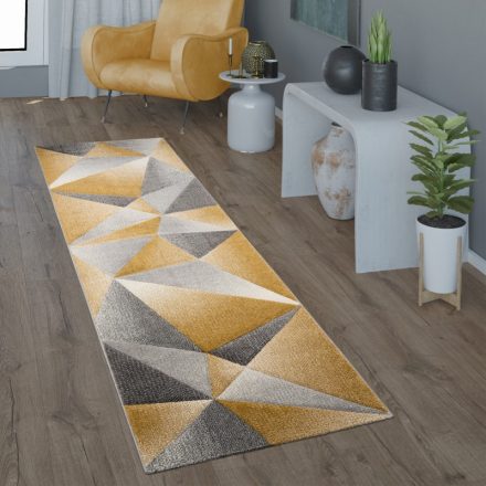 Modern szőnyeg 3D geometria mintás sárga szőnyeg 80x300 cm
