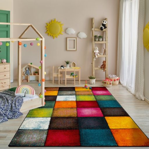 Modern szonyeg nappaliba 3D szines szonyeg geometrikus rovid szalu 60x110 cm